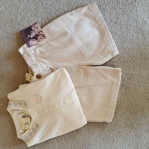 NWT Size 4T Golf Shirt and Shorts in Cream and Beige - Just like Dad!